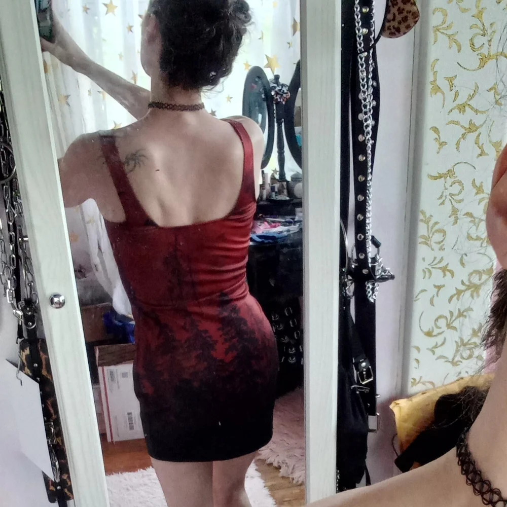 Dolls Kill Widow gothic bodycon laceup mini dress! Natures terror - Picture 3 of 13